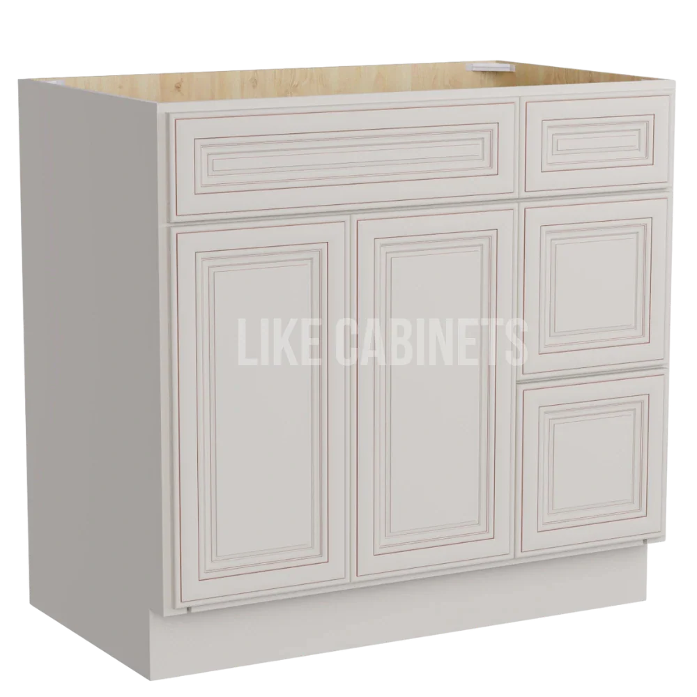Charleston White Raised Panel 33'' W Vanity Combo with Drawers