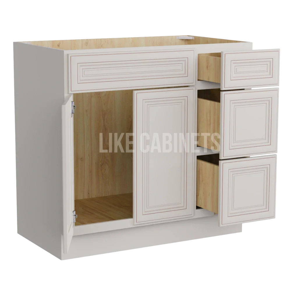 Charleston White Raised Panel 33'' W Vanity Combo with Drawers