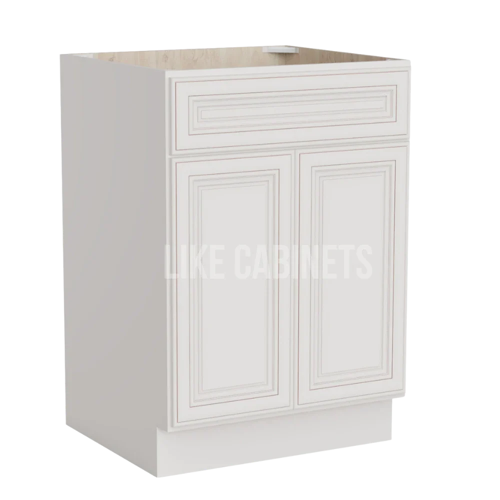 Charleston White Raised Panel Single Vanity Sink Base Cabinet
