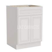 Charleston White Raised Panel Single Vanity Sink Base Cabinet