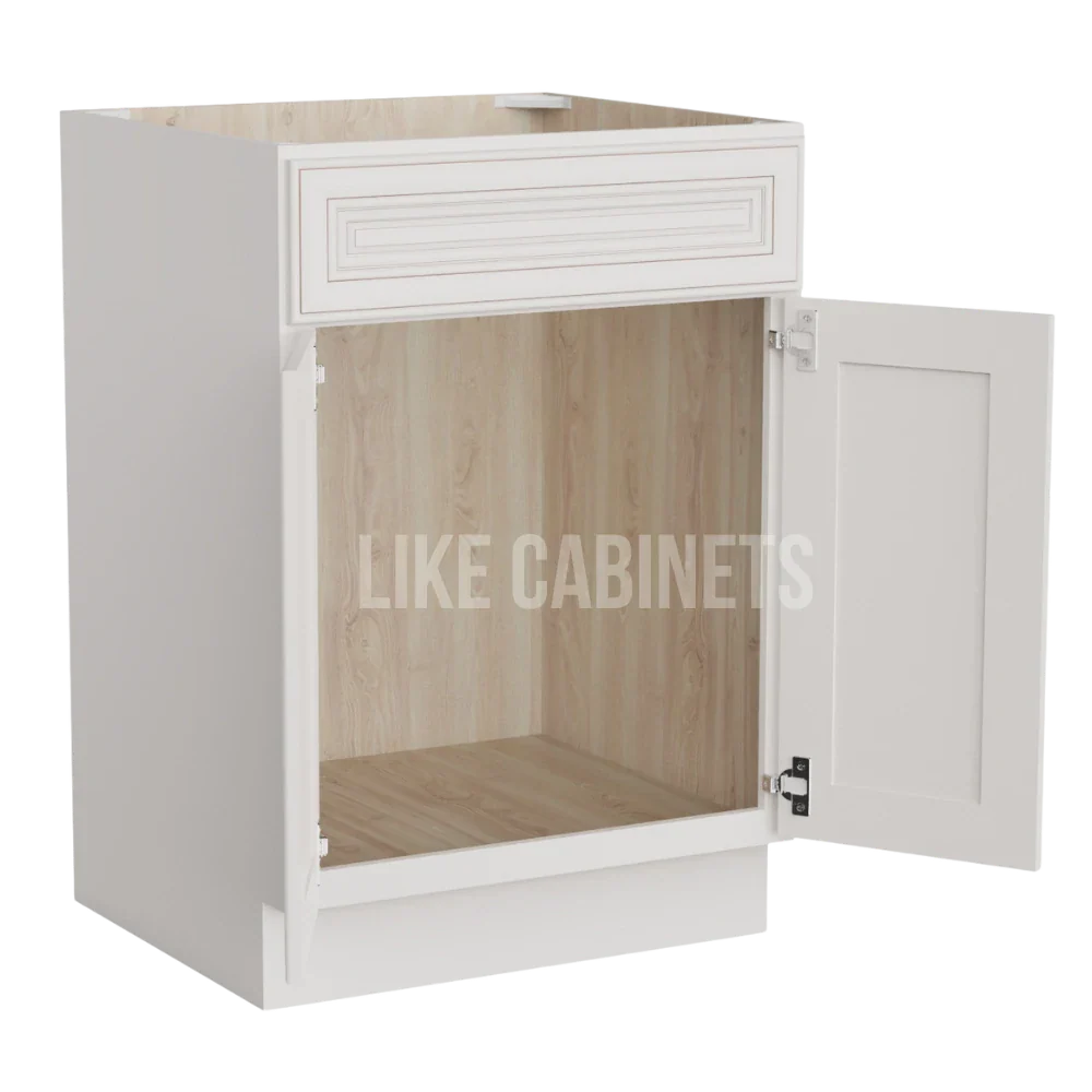 Charleston White Raised Panel Single Vanity Sink Base Cabinet