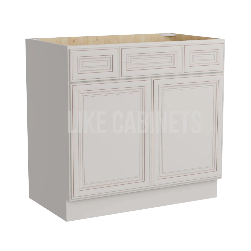 Charleston White Raised Panel Vanity Combo Cabinet