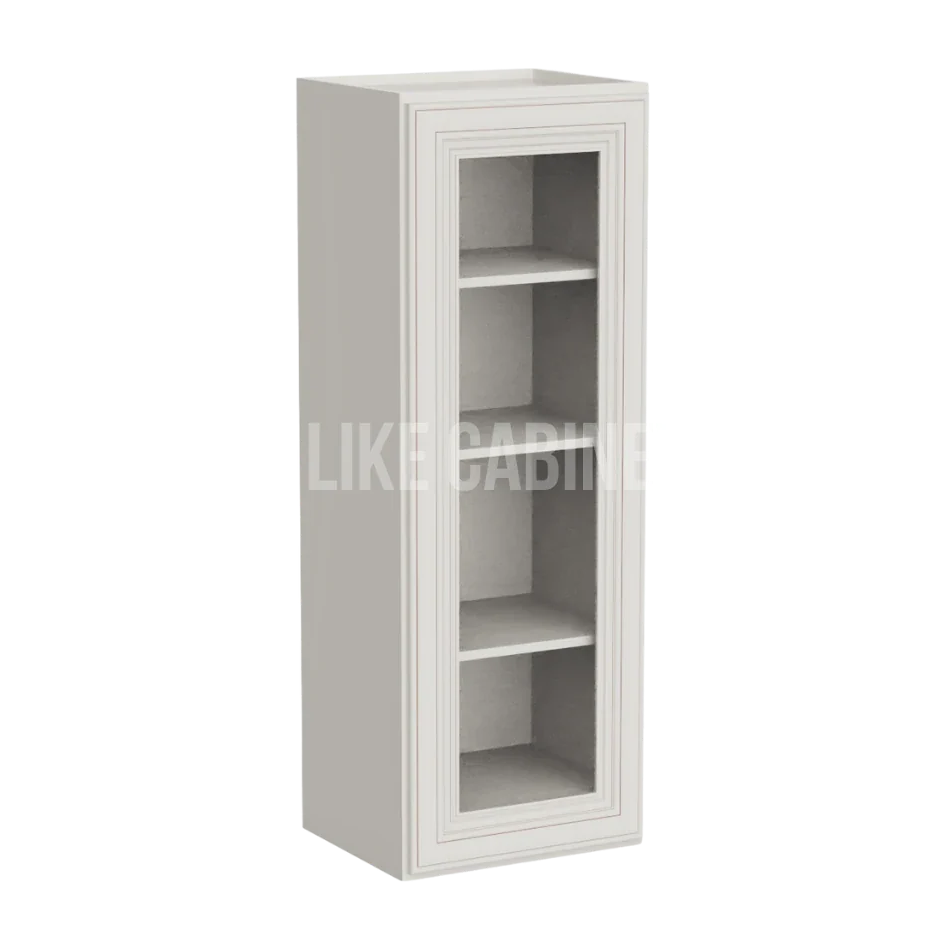 Charleston White Raised Panel 42'' H Single Door Wall Cabinet Glass Door