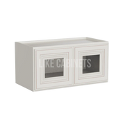 Charleston White Raised Panel 12'' H Double Door Wall Cabinet with Glass Doors