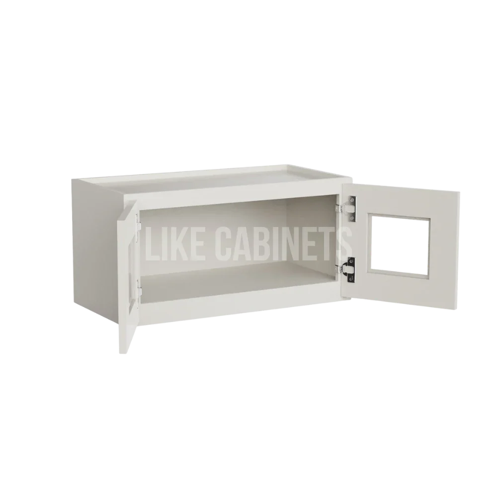 Charleston White Raised Panel 12'' H Double Door Wall Cabinet with Glass Doors