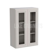 Charleston White Raised Panel 36'' H Double Door Wall Cabinet with Glass Doors
