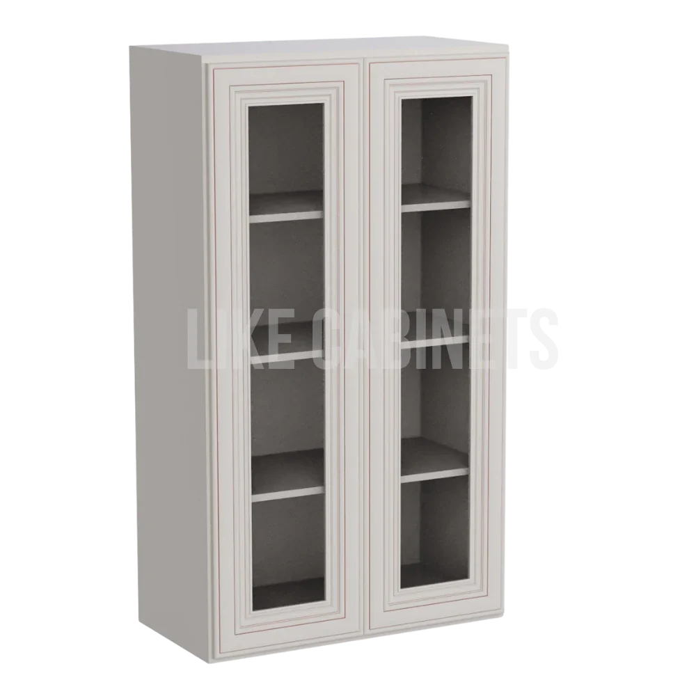 Charleston White Raised Panel 42'' H Double Door Wall Cabinet with Glass Doors