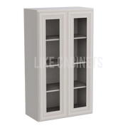 Charleston White Raised Panel 42'' H Double Door Wall Cabinet with Glass Doors