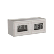 Charleston White Raised Panel 12''H Double Door Wall Cabinet Glass Doors