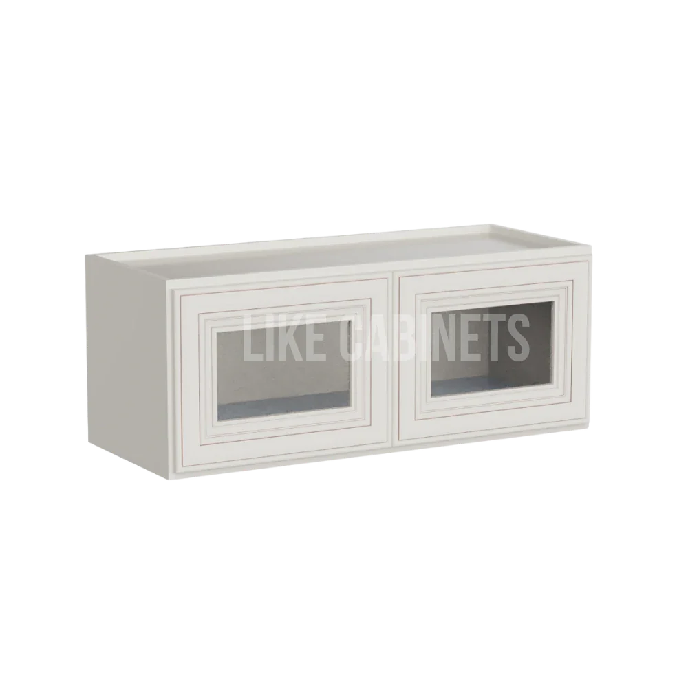 Charleston White 18'' H Double Door Wall Cabinet with Glass Doors