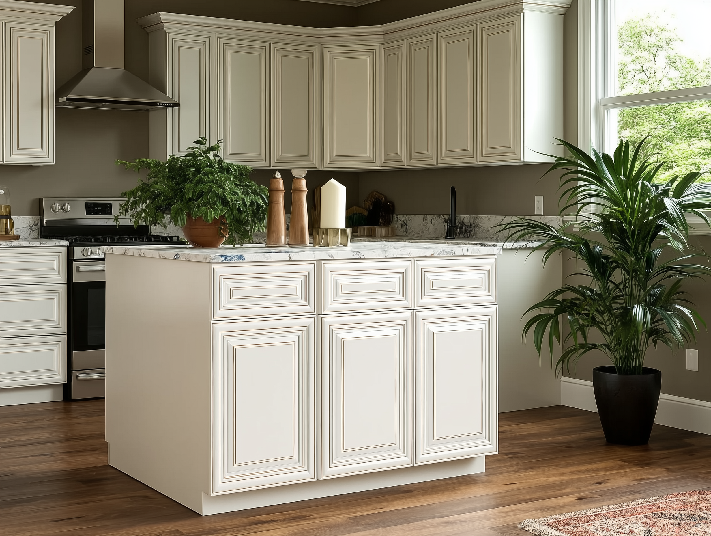 Charleston White Raised Panel Base End Shelf (Reversible)