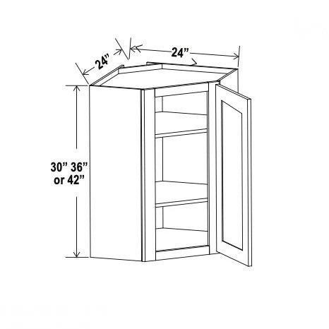 Iron Black 24'' W Diagonal Corner Wall Cabinet