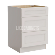 Double Dove White Three Drawer Base Cabinet