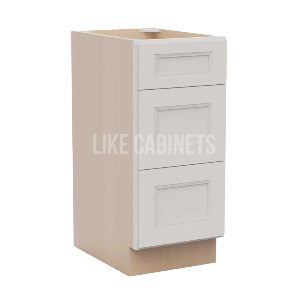 Double Dove White Vanity Three Drawer Base Cabinet