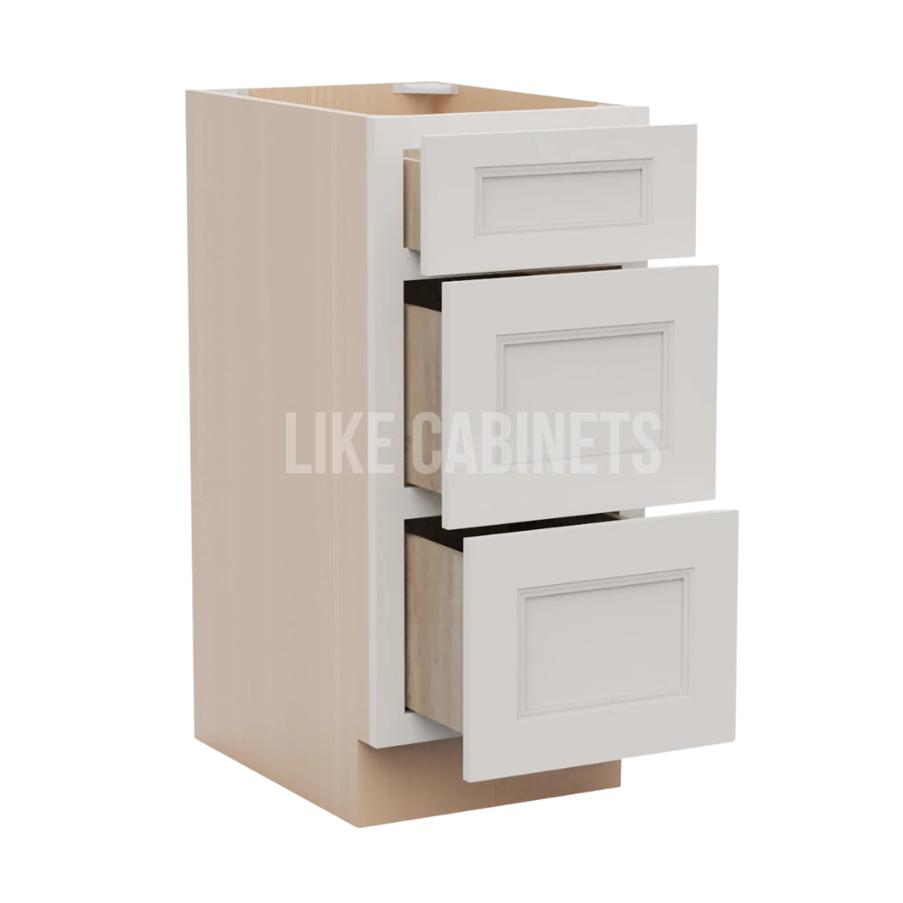 Double Dove White Vanity Cabinet Three Drawer