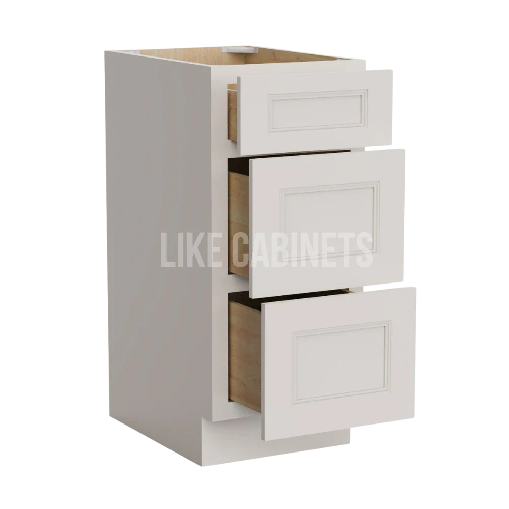 Double Dove White Vanity Three Drawer Base Cabinet