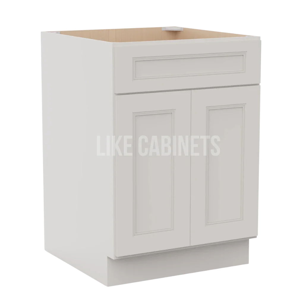 Double Dove White Base Cabinet with Double Doors & Single Drawer