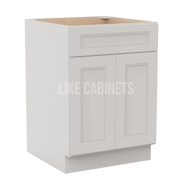 Double Dove White Base Cabinet with Double Doors & Single Drawer