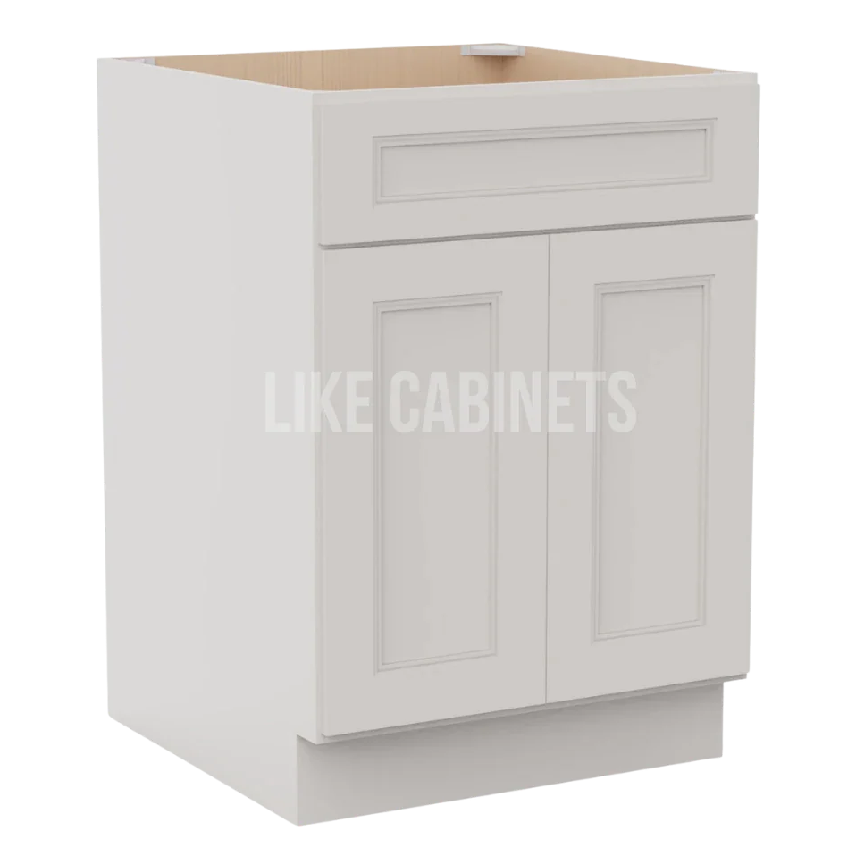 Double Dove White Base Cabinet with Double Doors & Single Drawer
