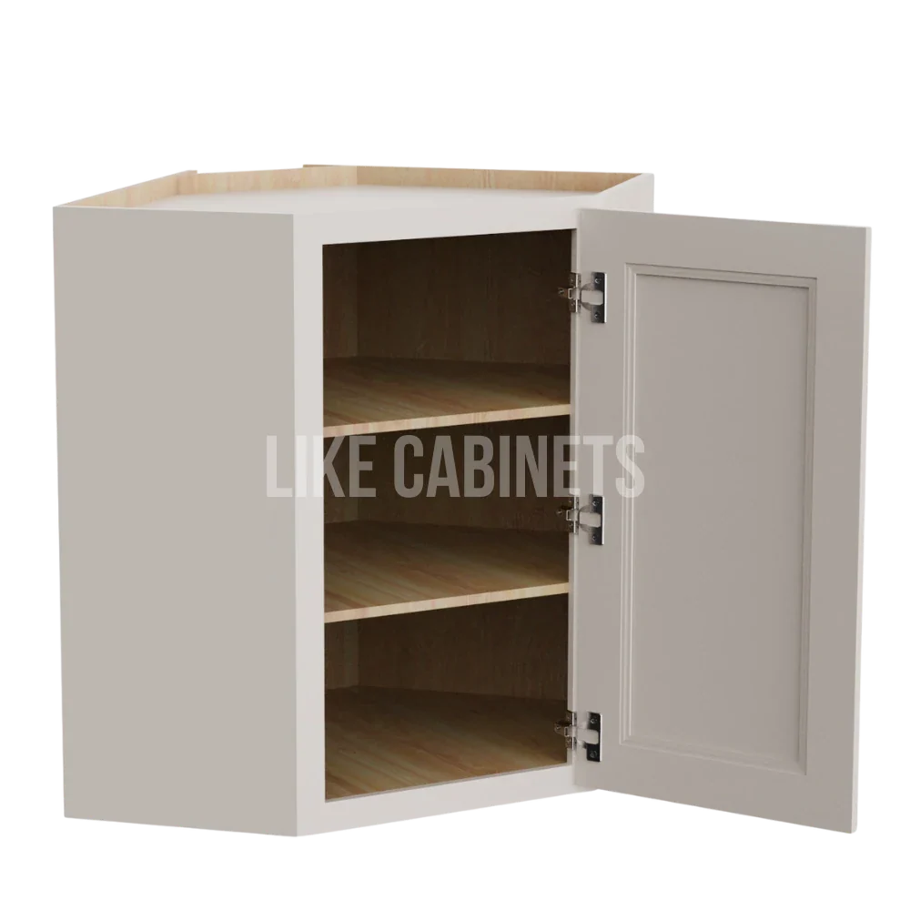 Double Dove White 24'' Diagonal Corner Wall Cabinet