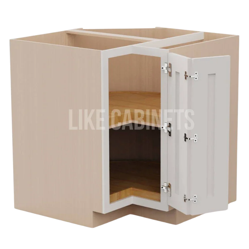 Double Dove White Lazy Susan Base Cabinet