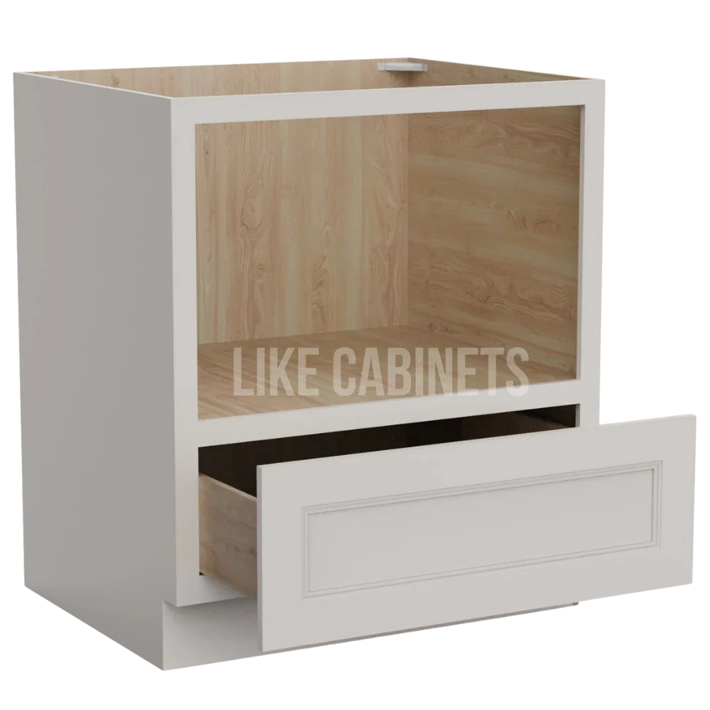 Double Dove White Microwave Base Cabinet with Single Drawer
