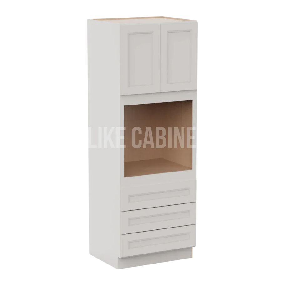 Double Dove White 30'' W Double Door Oven Pantry Cabinet with Three Drawers