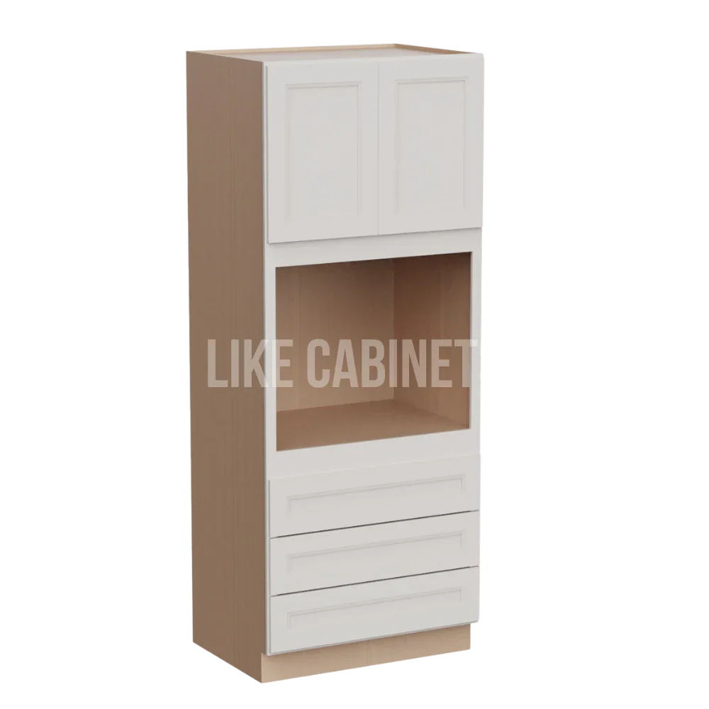 Double Dove White 33'' W Double Door Oven Pantry Cabinet with Three Drawers