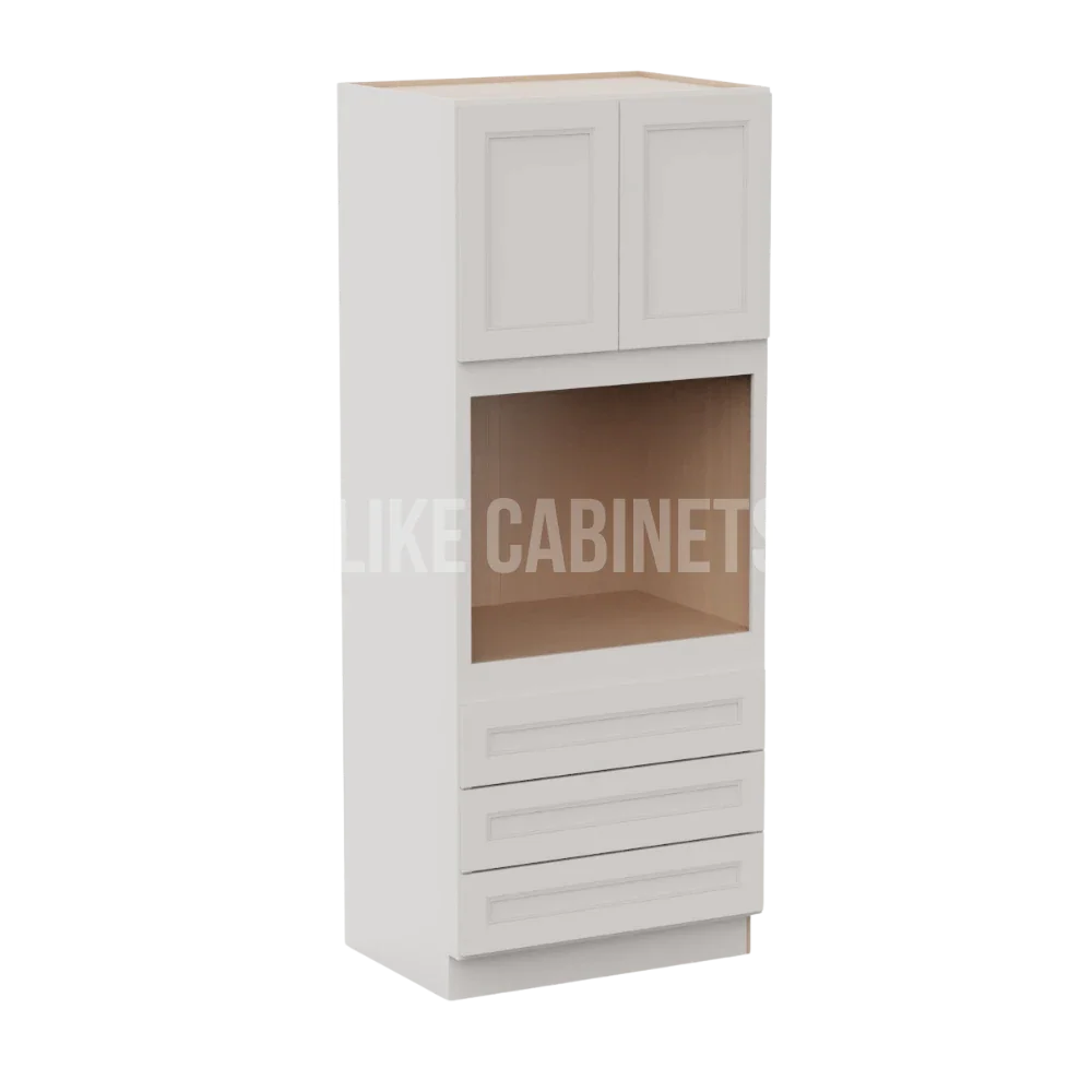 Double Dove White 33'' W Double Door Oven Pantry Cabinet with Three Drawers