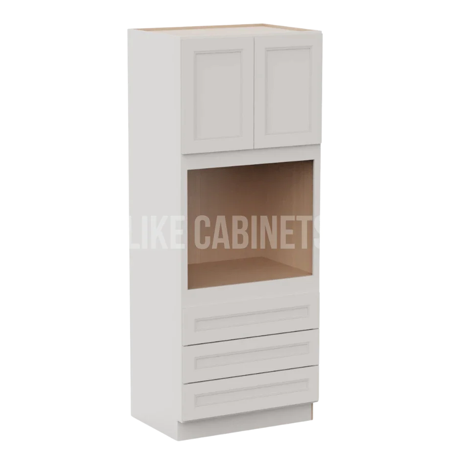 Double Dove White 33'' W Double Door Oven Pantry Cabinet with Three Drawers