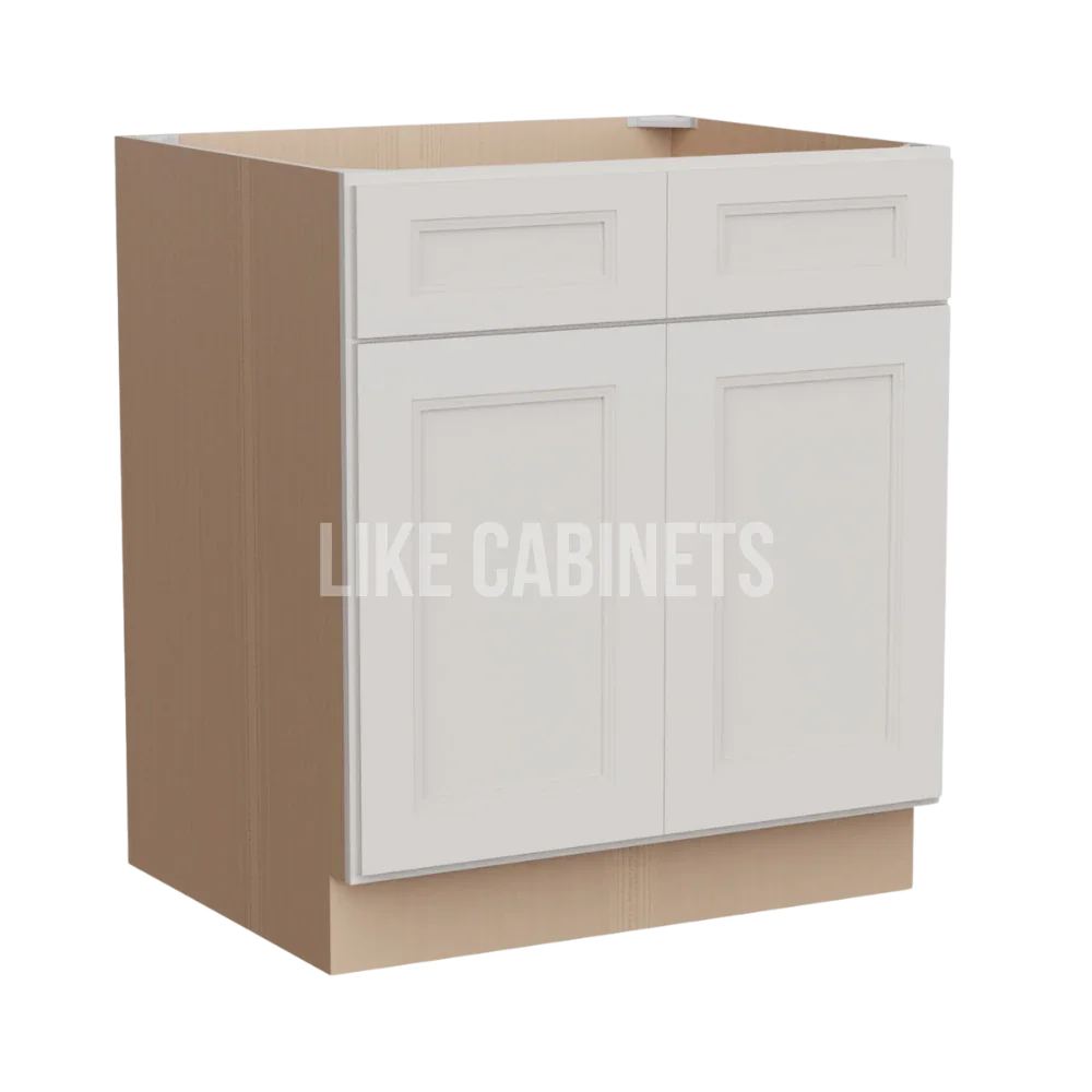 Double Dove White Sink Base With Double Doors and False Drawers