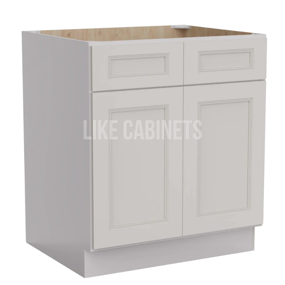 Double Dove White Sink Base With Double Doors and False Drawers