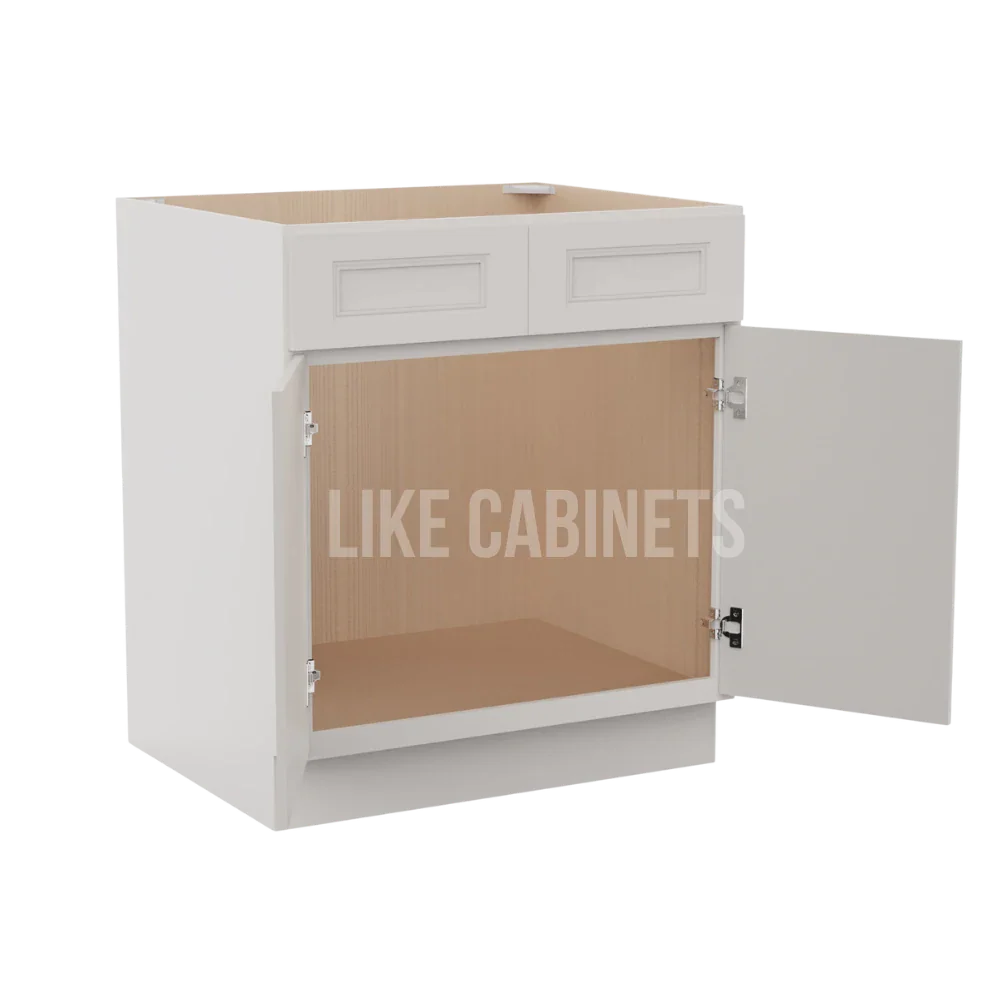 Double Dove White Sink Base With Double Doors and False Drawers