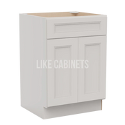 Double Dove White Vanity Sink Cabinet Single False Drawer