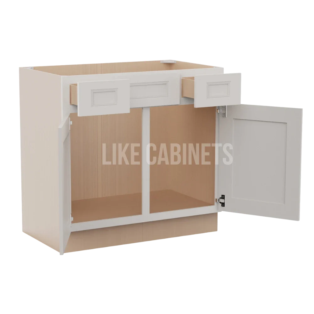 Double Dove White Vanity Combo Cabinet