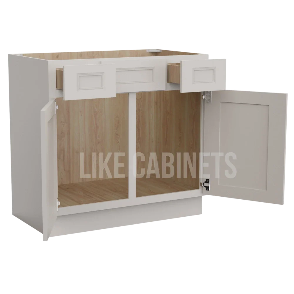 Double Dove White Vanity Combo Cabinet