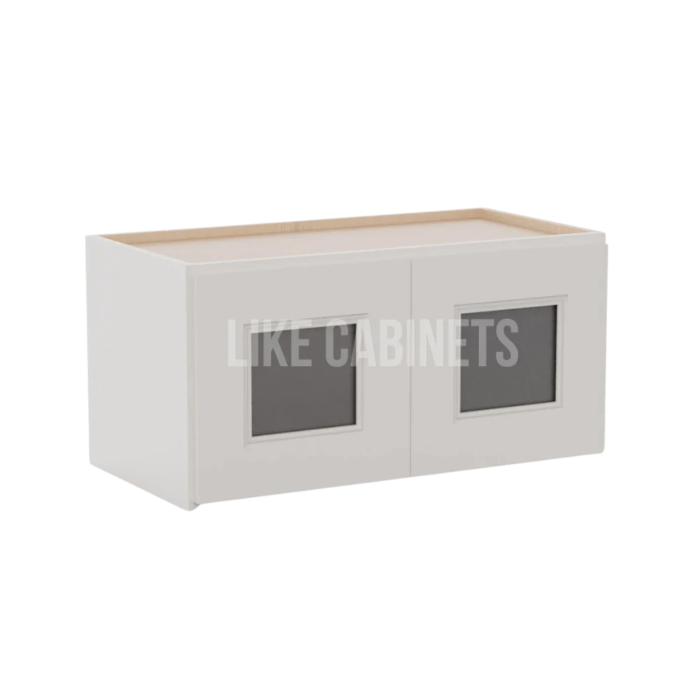 Double Dove White Shaker 12'' H Double Door Wall Cabinet with Glass Doors