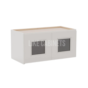 Double Dove White Shaker 12'' H Double Door Wall Cabinet with Glass Doors