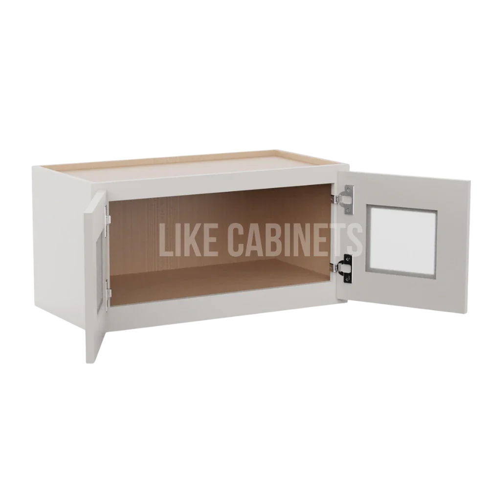 Double Dove White Shaker 12'' H Double Door Wall Cabinet with Glass Doors