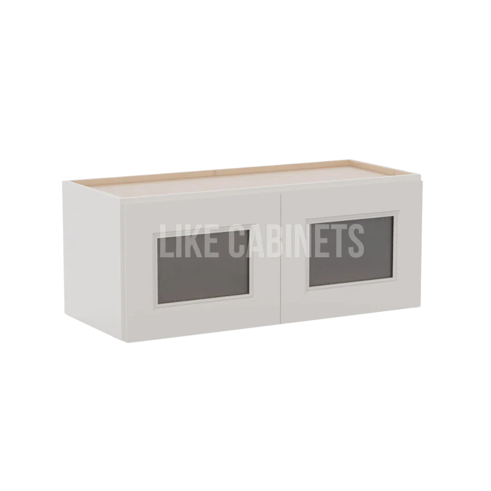 Double Dove White 12''H Double Door Wall Cabinet with Glass Doors