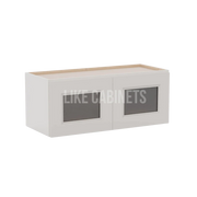 Double Dove White 12''H Double Door Wall Cabinet whit Glass Doors