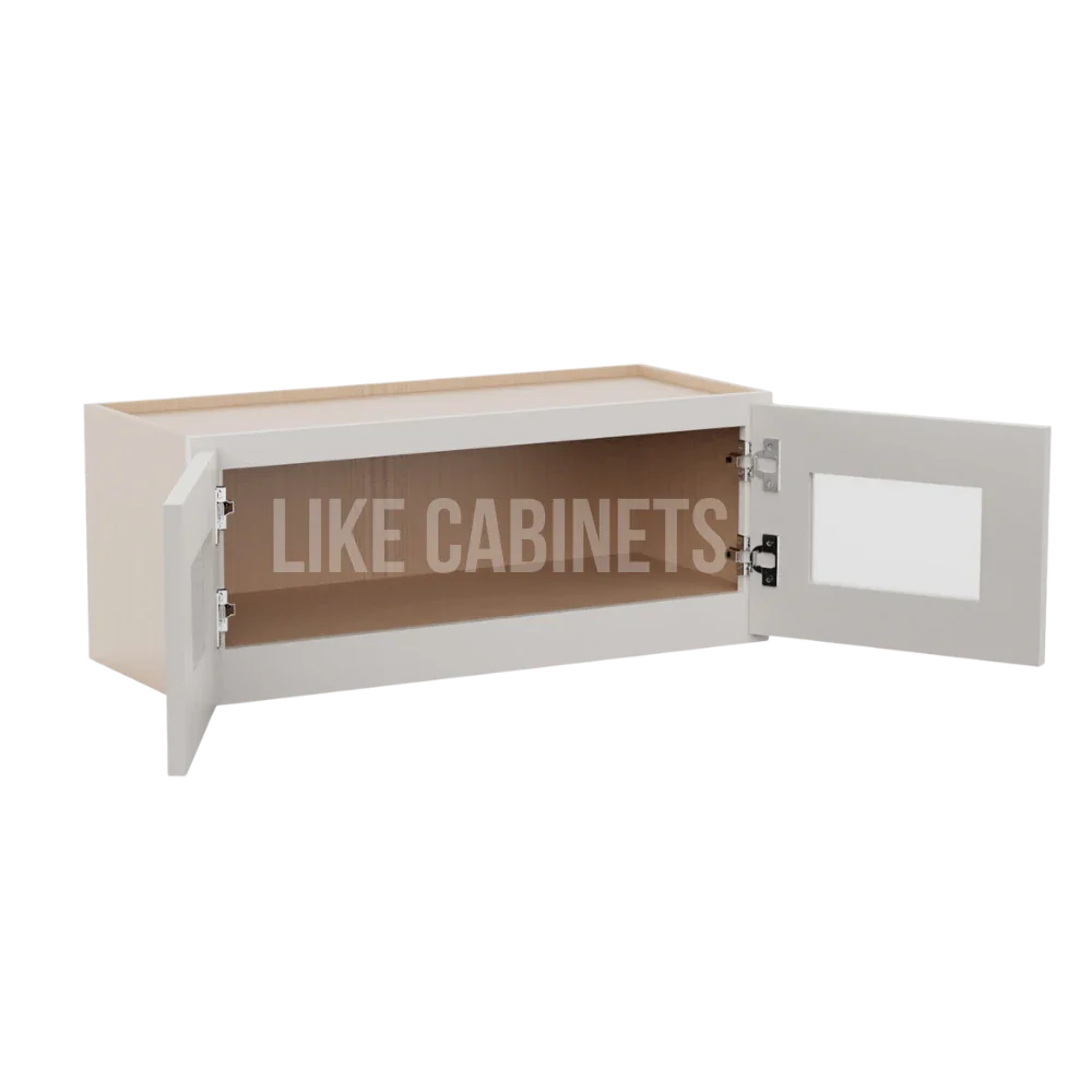 Double Dove White 12''H Double Door Wall Cabinet with Glass Doors