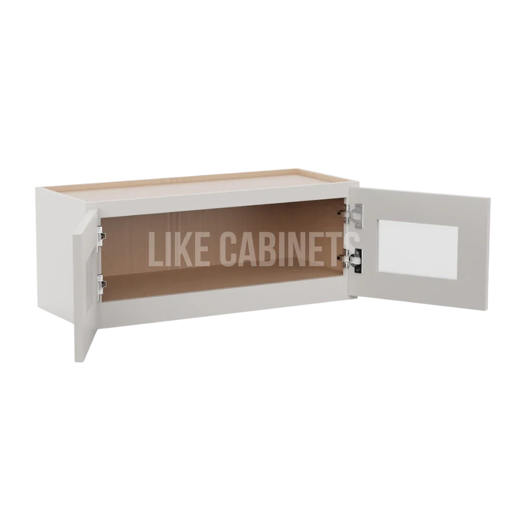 Double Dove White 30''W Double Door Wall Cabinet whit Glass Doors