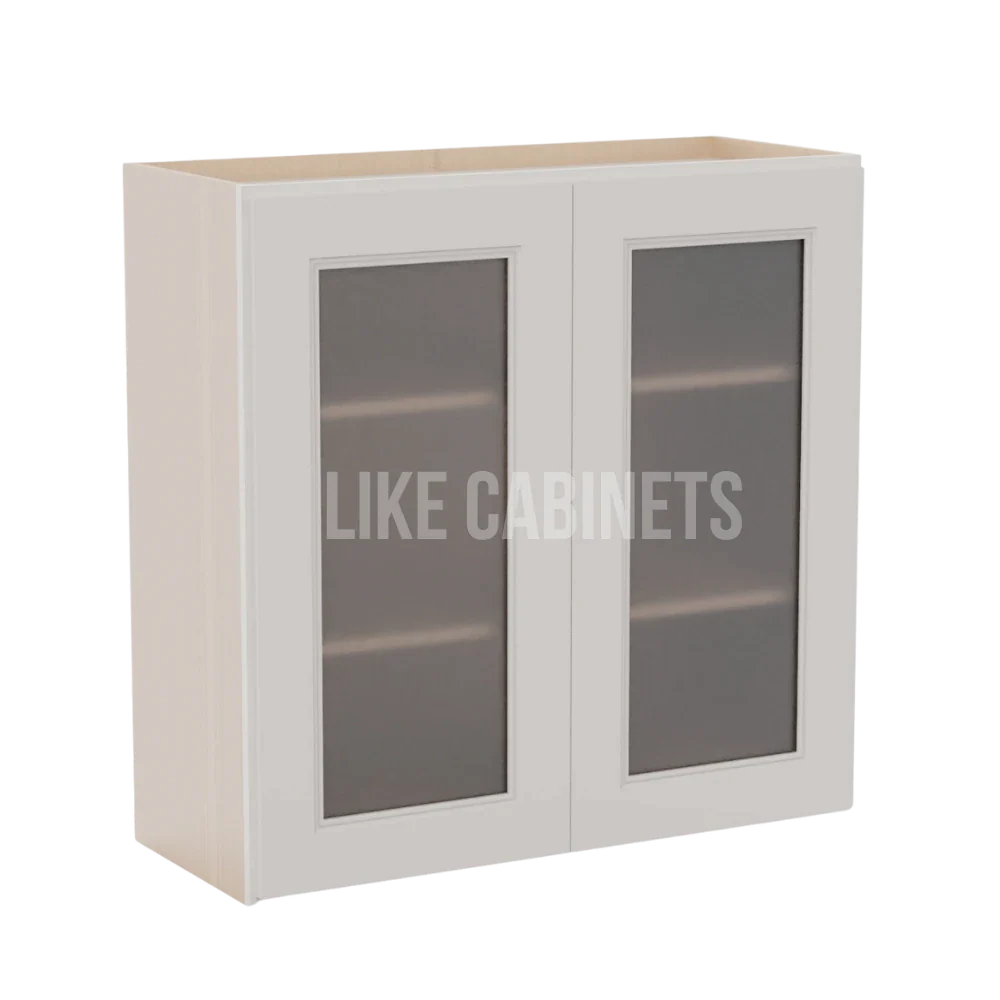 Double Dove White 30'' H Double Door Wall Cabinet with Glass Doors