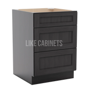Double Smokey Gray Three Drawer Base Cabinet