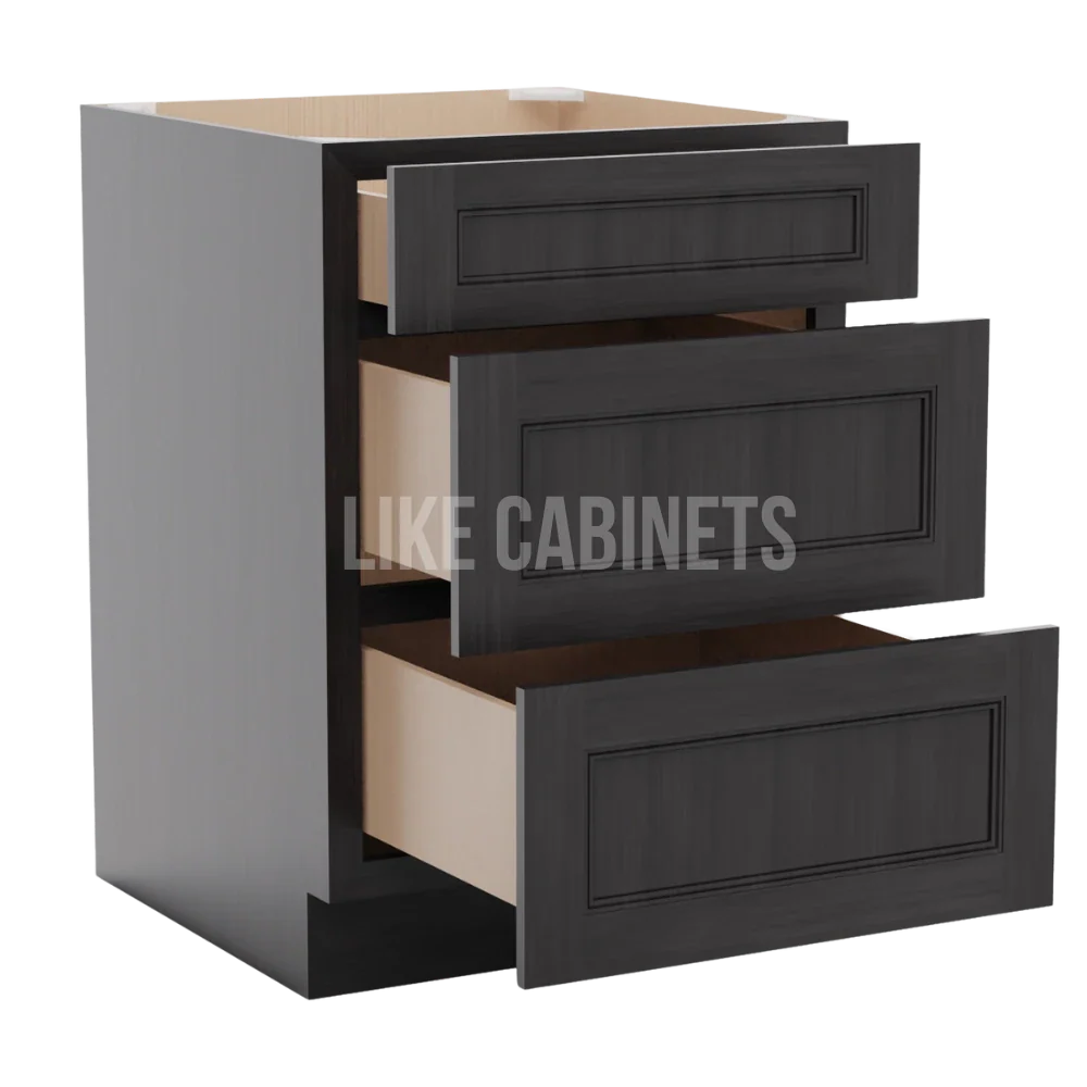 Double Smokey Gray Three Drawer Base