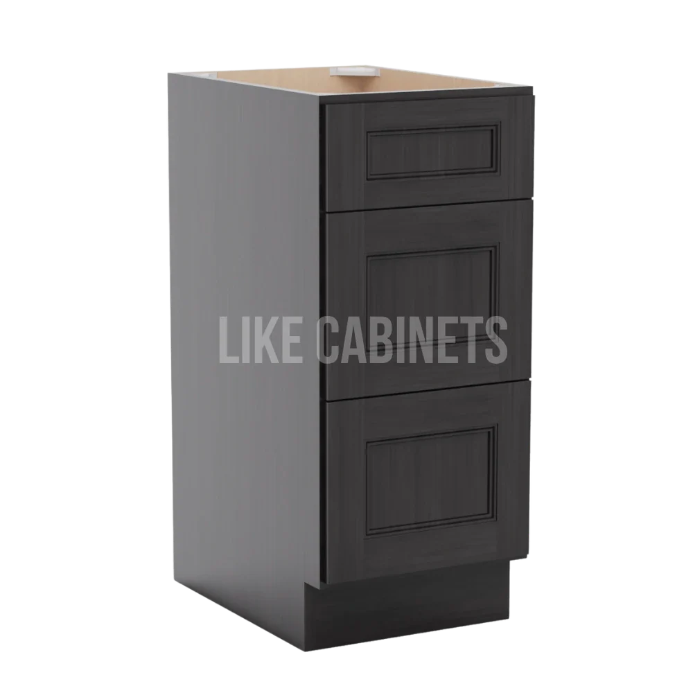 Double Smokey Gray Vanity Three Drawer Base Cabinet