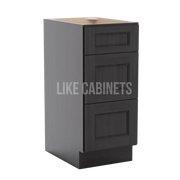 Double Smokey Gray Vanity Three Drawer Base Cabinet