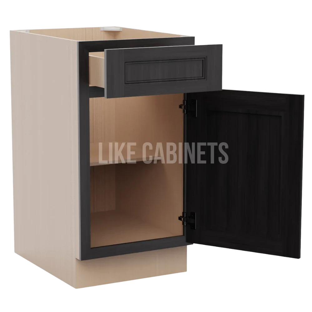 Double Smokey Gray Cabinet with Single Door & Drawer