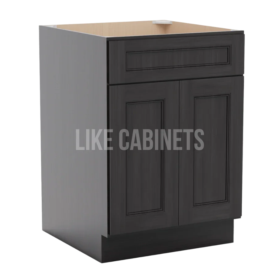Double Smokey Gray Base Cabinet with Double Doors & Single Drawer